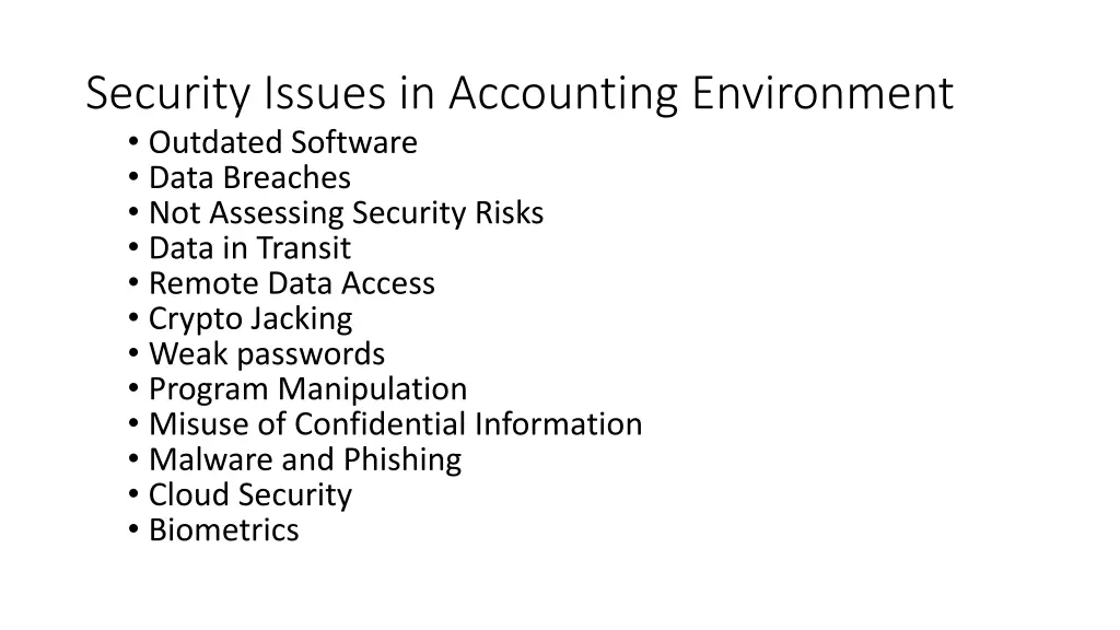 security issues in accounting environment 1