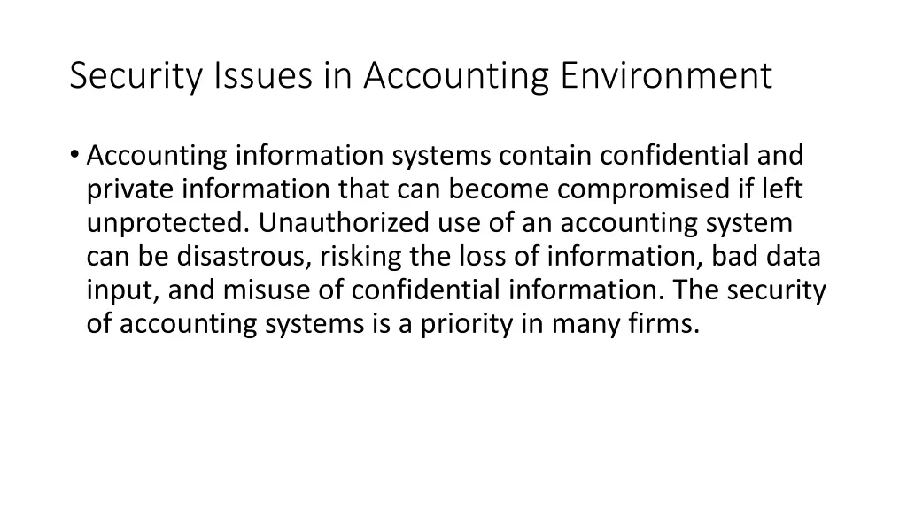 security issues in accounting environment