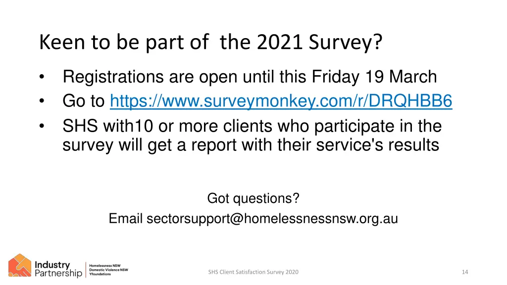 keen to be part of the 2021 survey