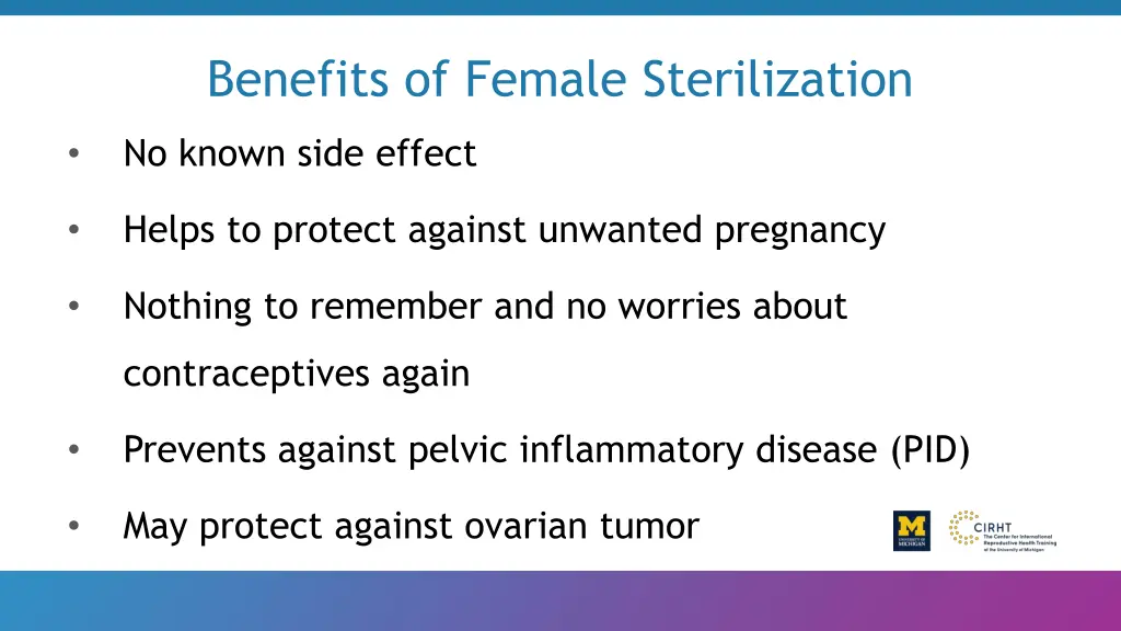 benefits of female sterilization