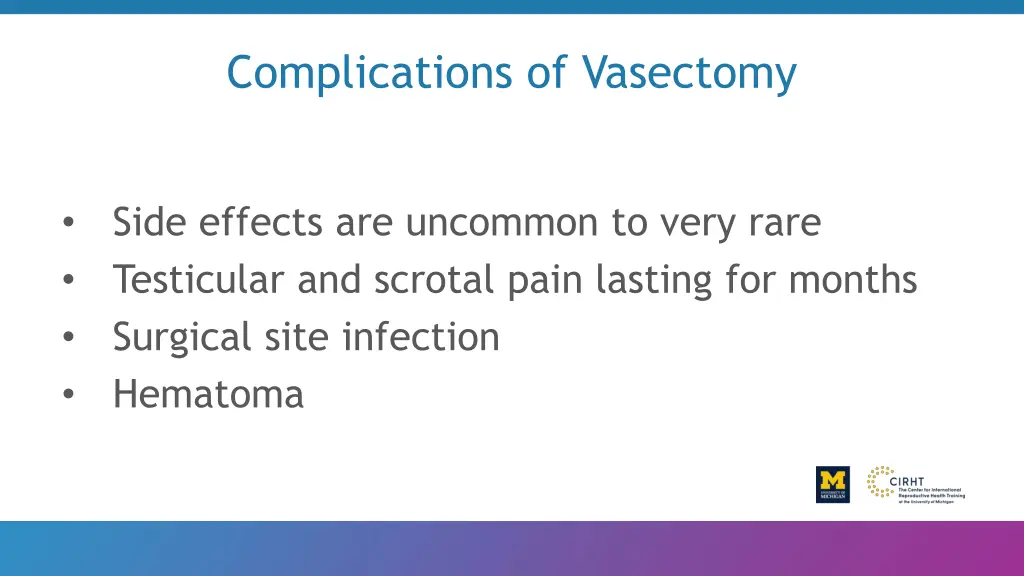 complications of vasectomy