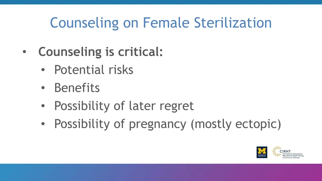 counseling on female sterilization