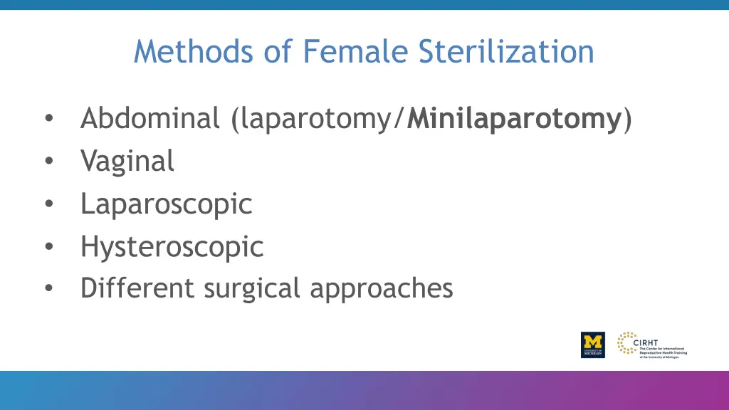 methods of female sterilization