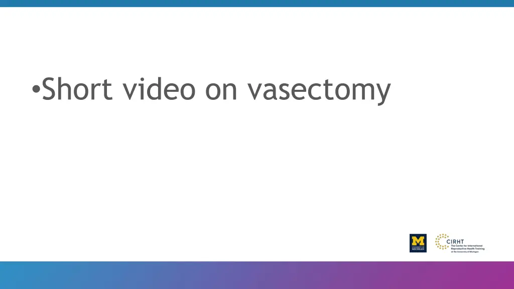 short video on vasectomy