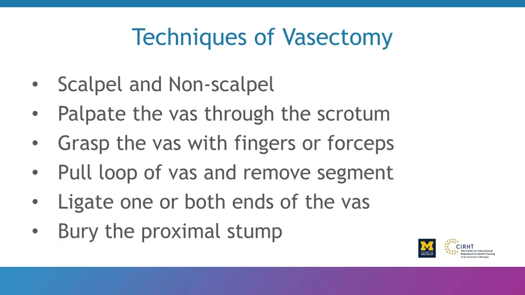 techniques of vasectomy