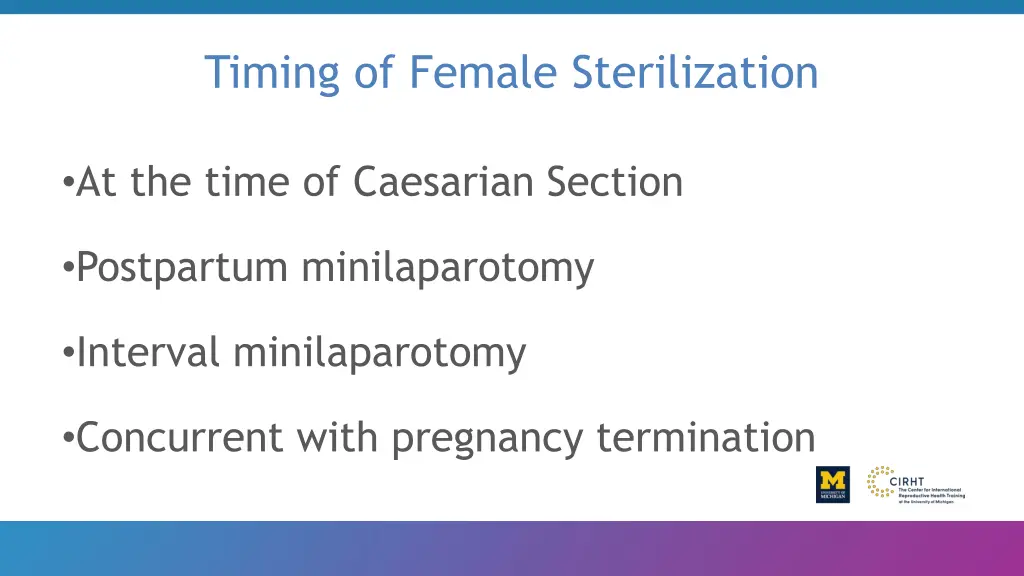 timing of female sterilization