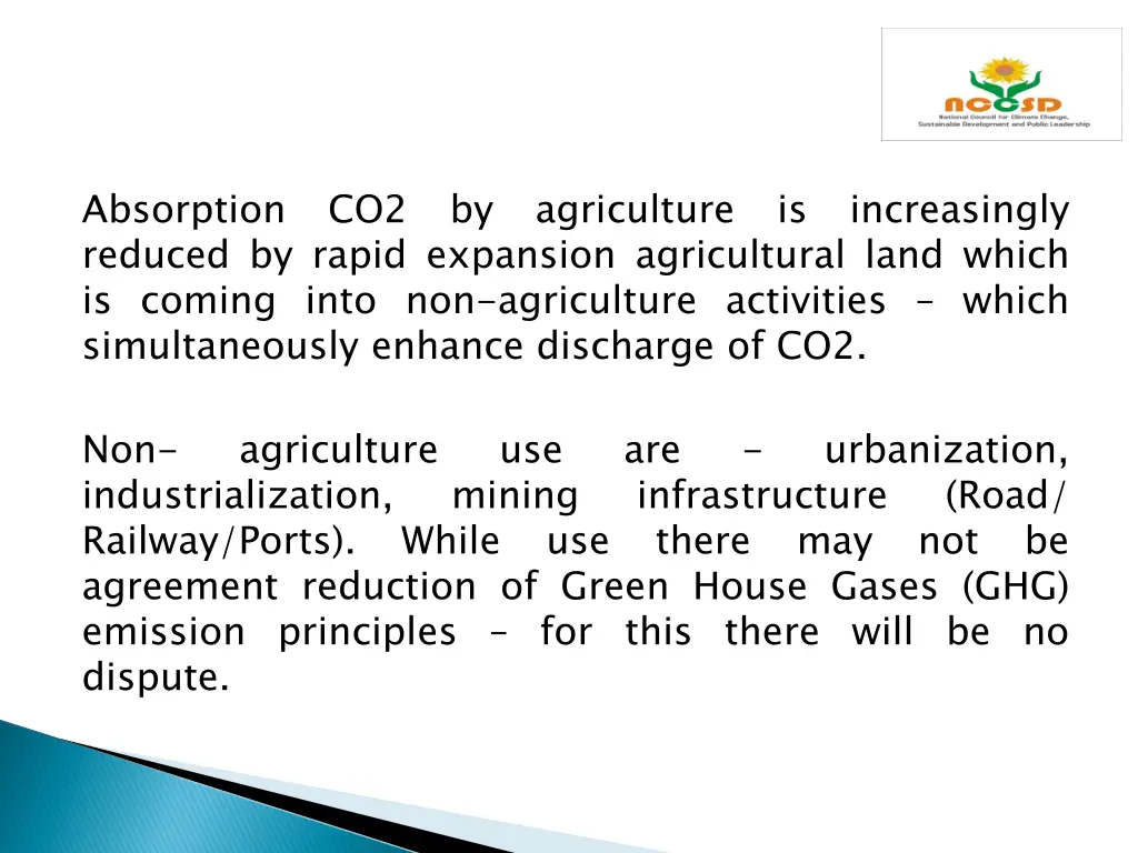 absorption co2 by agriculture is increasingly