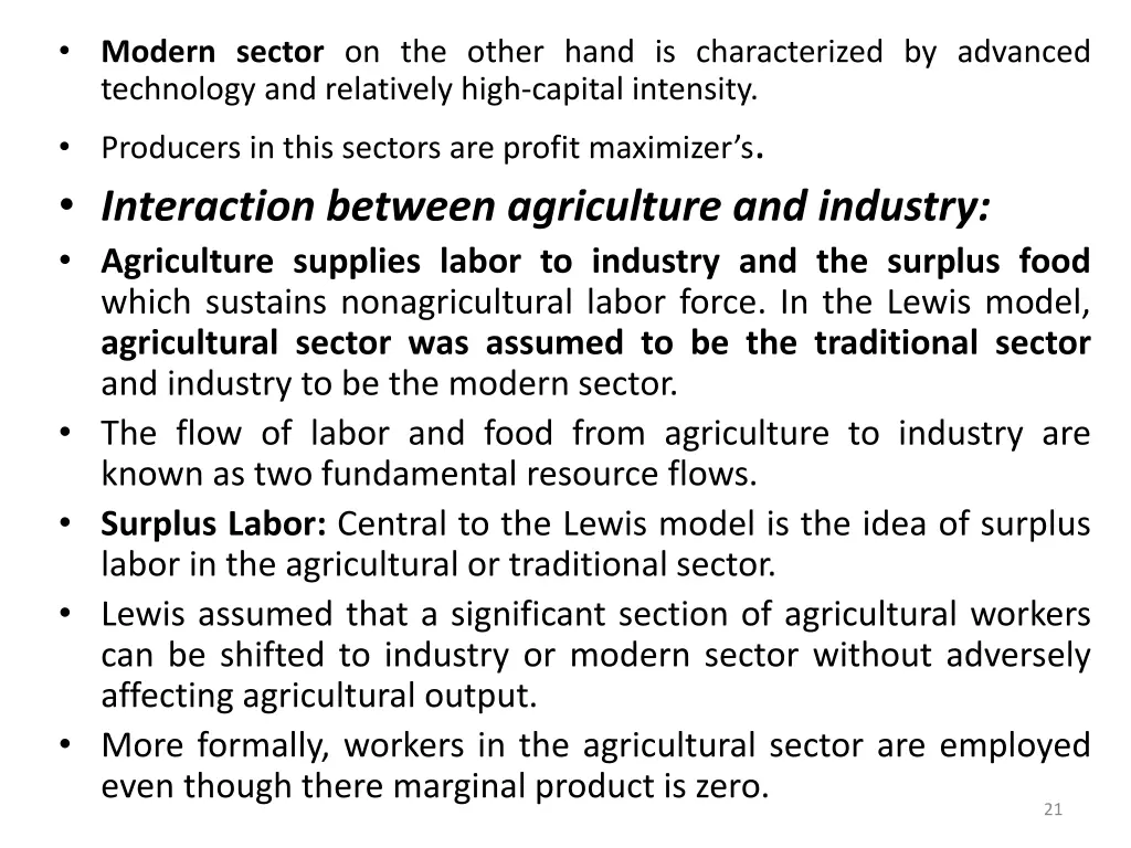 modern sector on the other hand is characterized