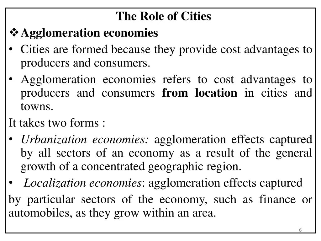 the role of cities