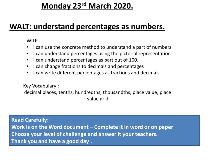 monday 23 rd march 2020