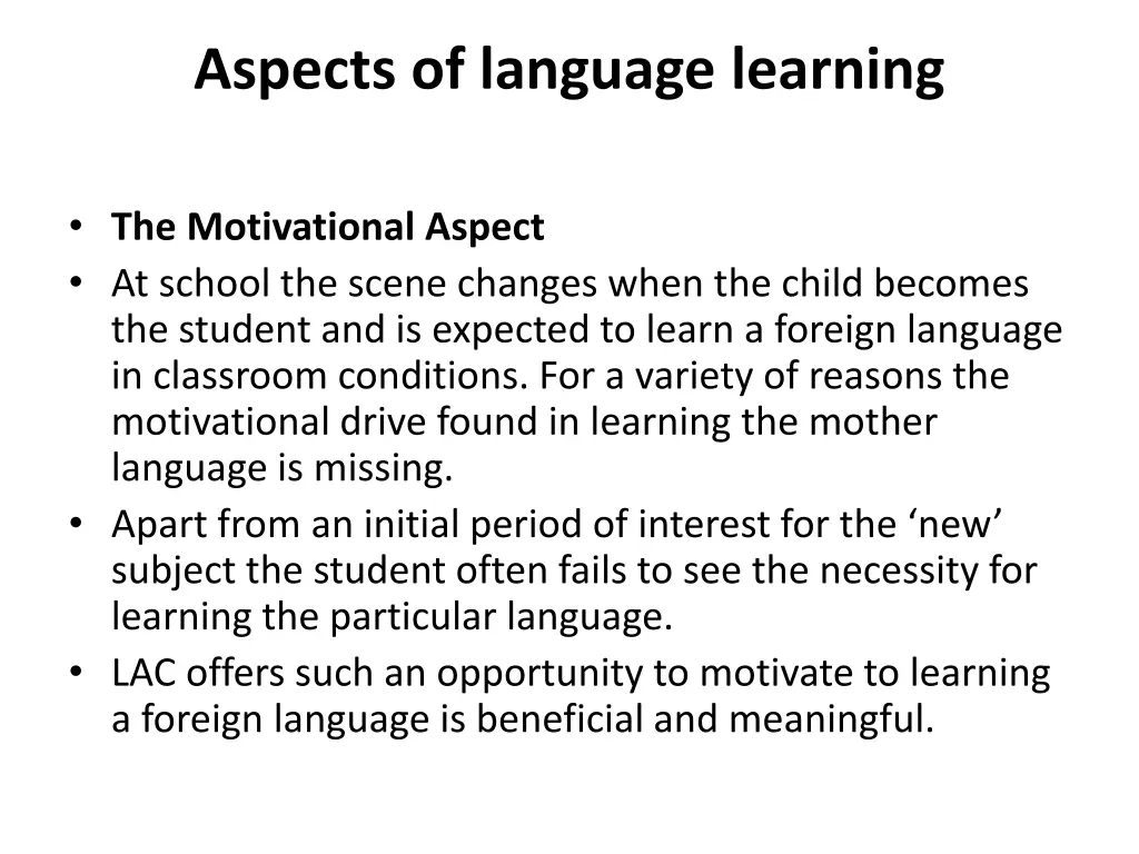 aspects of language learning 1