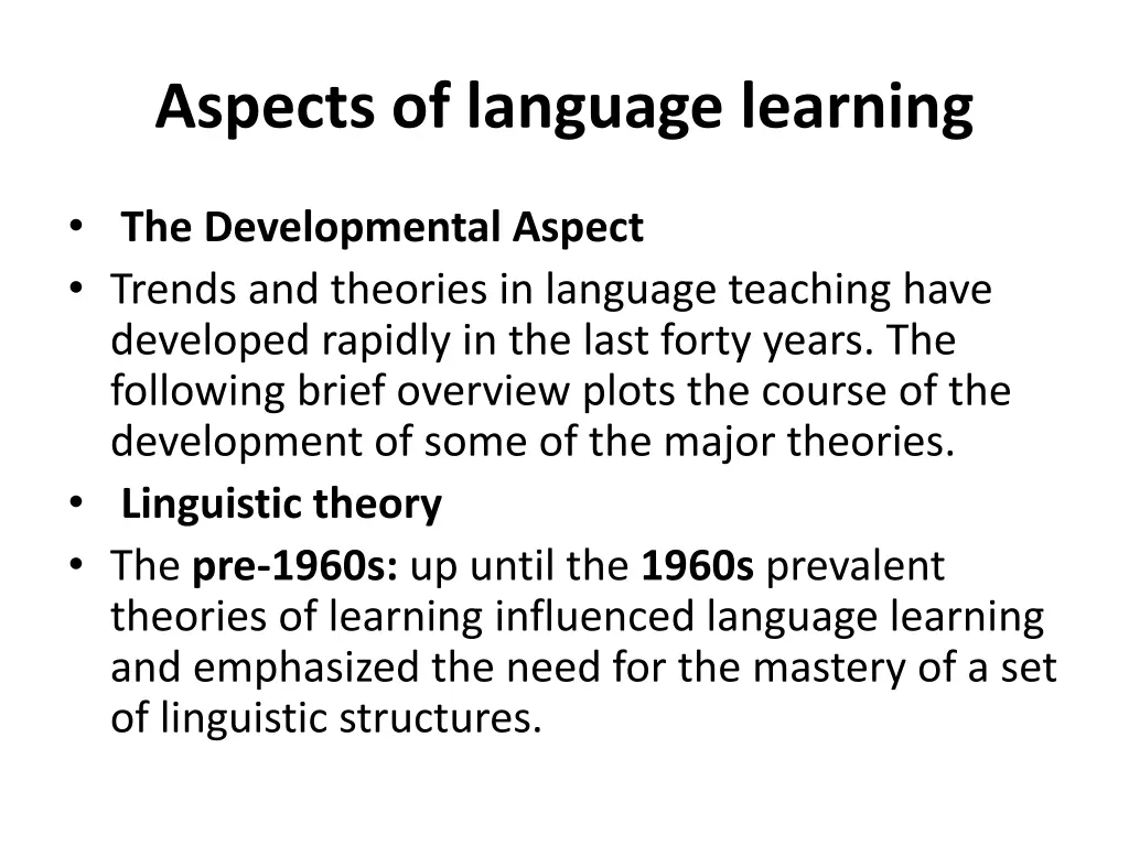 aspects of language learning 2