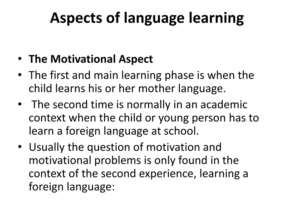 aspects of language learning