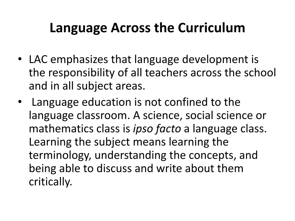 language across the curriculum 2