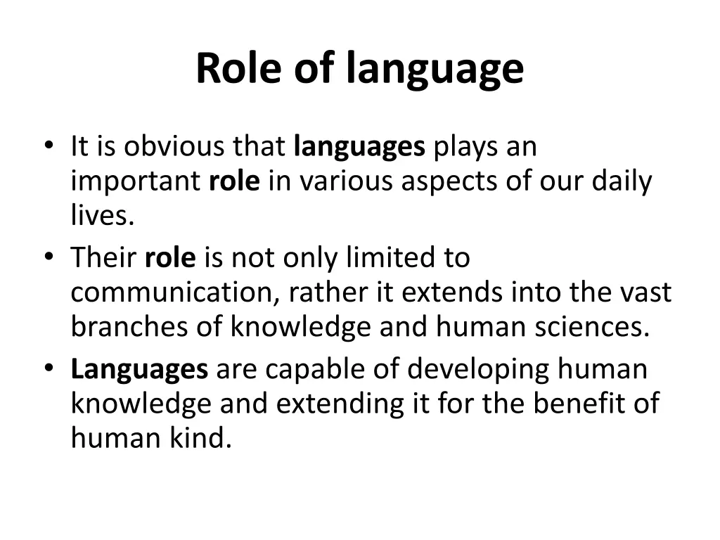 role of language