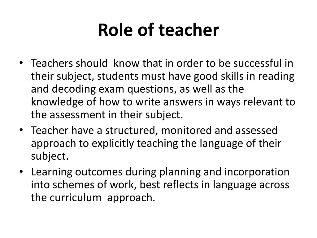 role of teacher