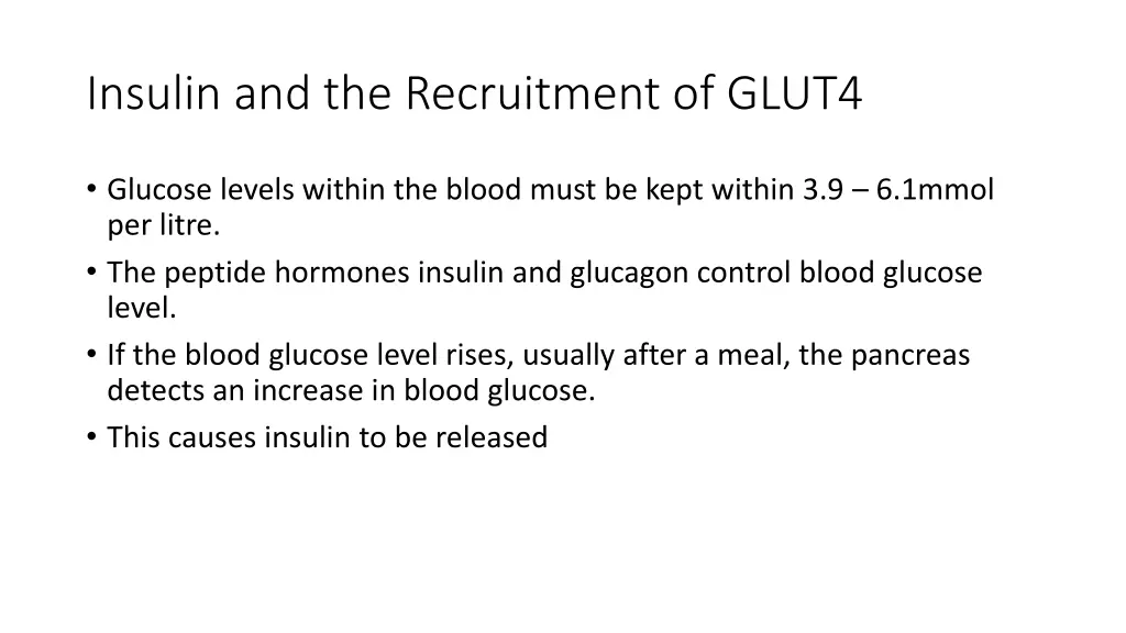 insulin and the recruitment of glut4