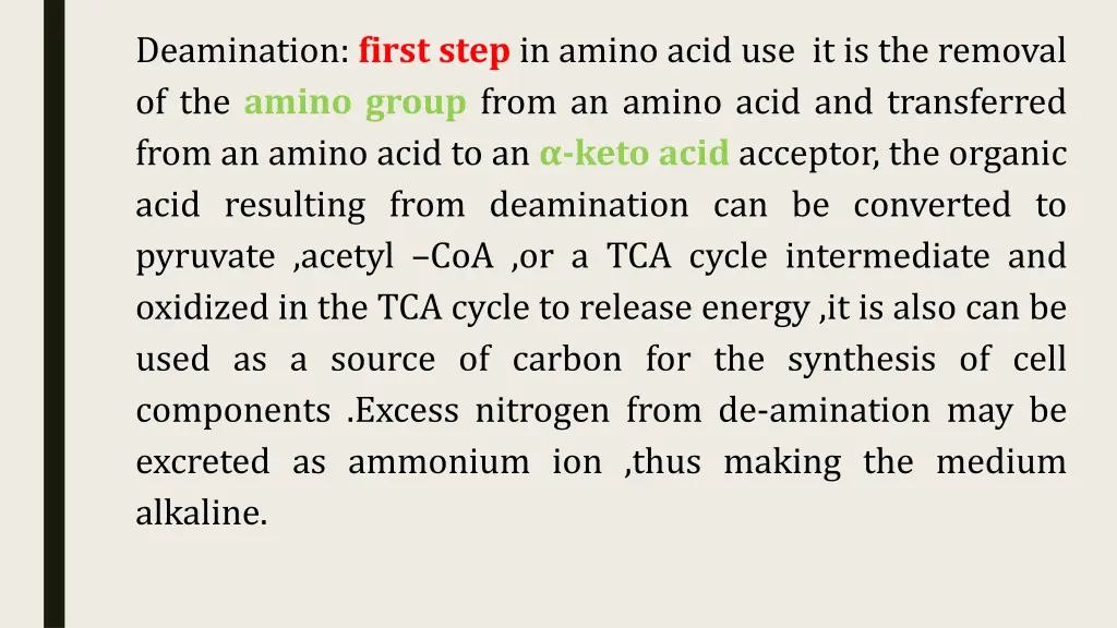 deamination first step in amino acid