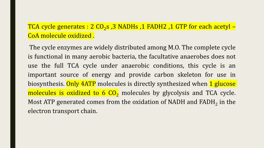 tca cycle generates 2 co 2 s 3 nadhs 1 fadh2