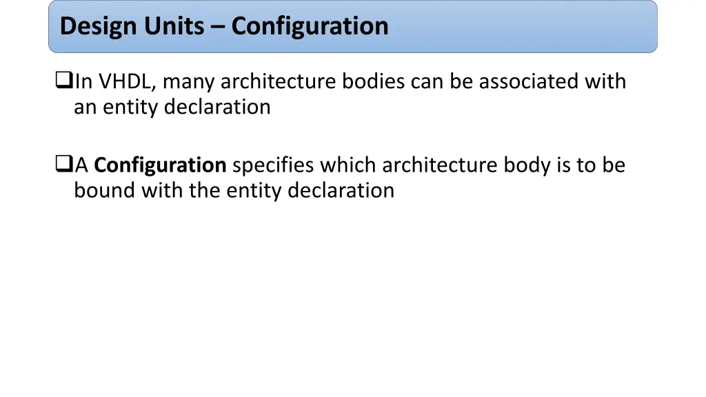 design units configuration