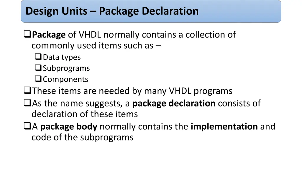 design units package declaration