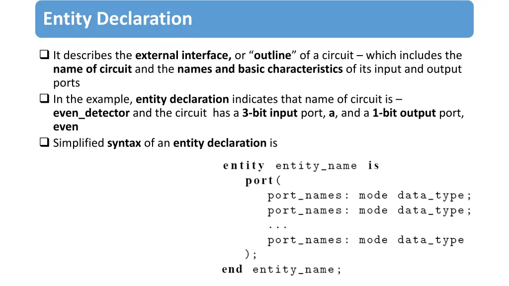 entity declaration