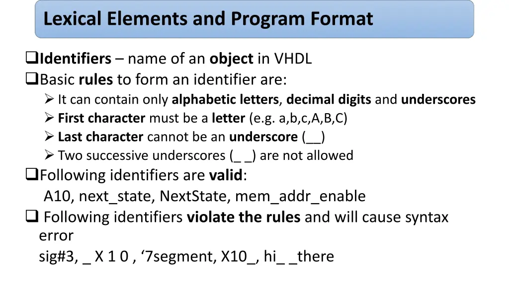 lexical elements and program format 2