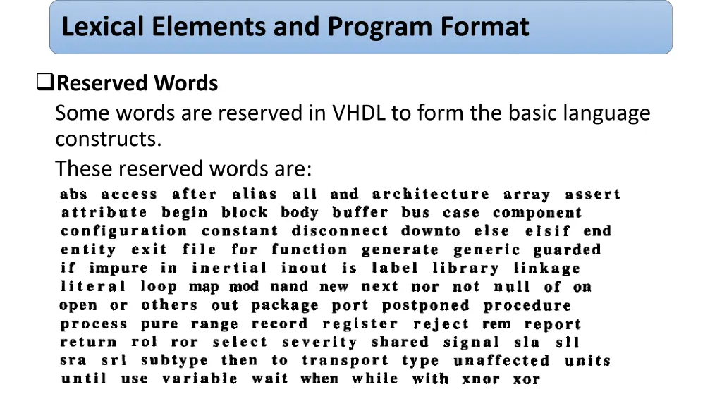 lexical elements and program format 4