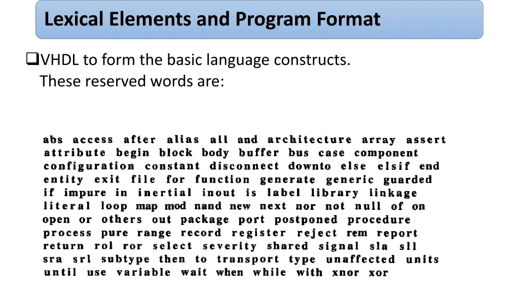 lexical elements and program format 5