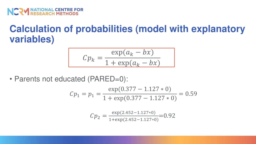 calculation of probabilities model with