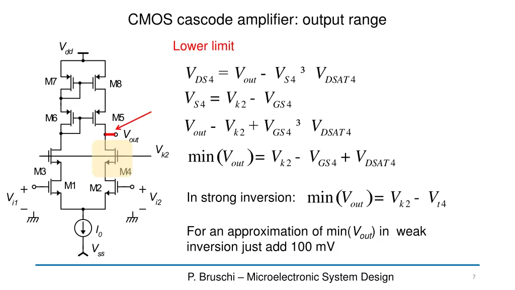 cmos cascode amplifier output range 1