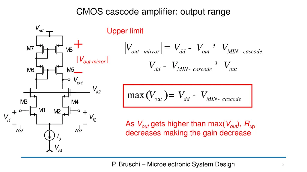 cmos cascode amplifier output range