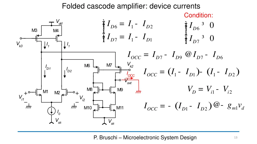 folded cascode amplifier device currents