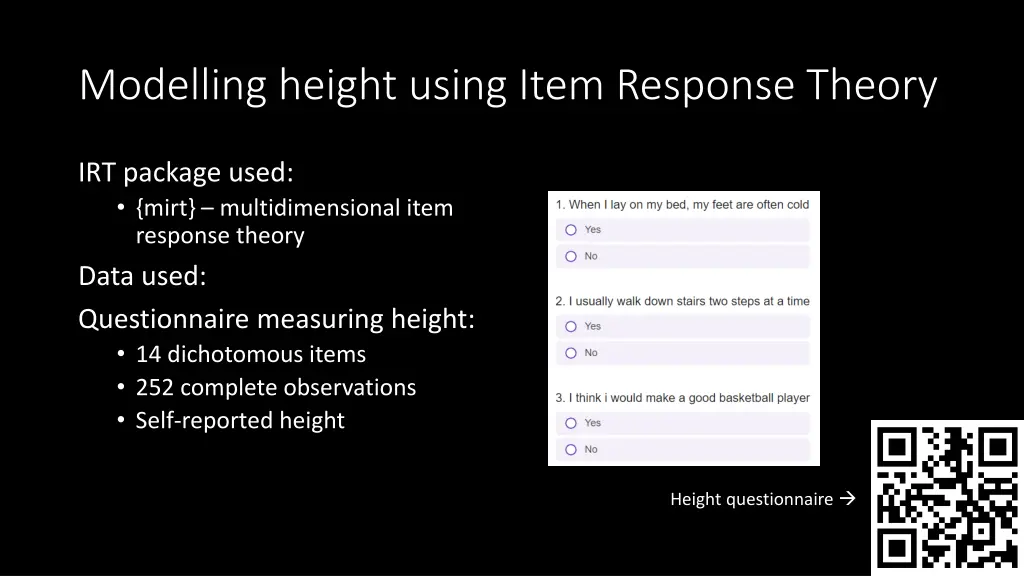 modelling height using item response theory