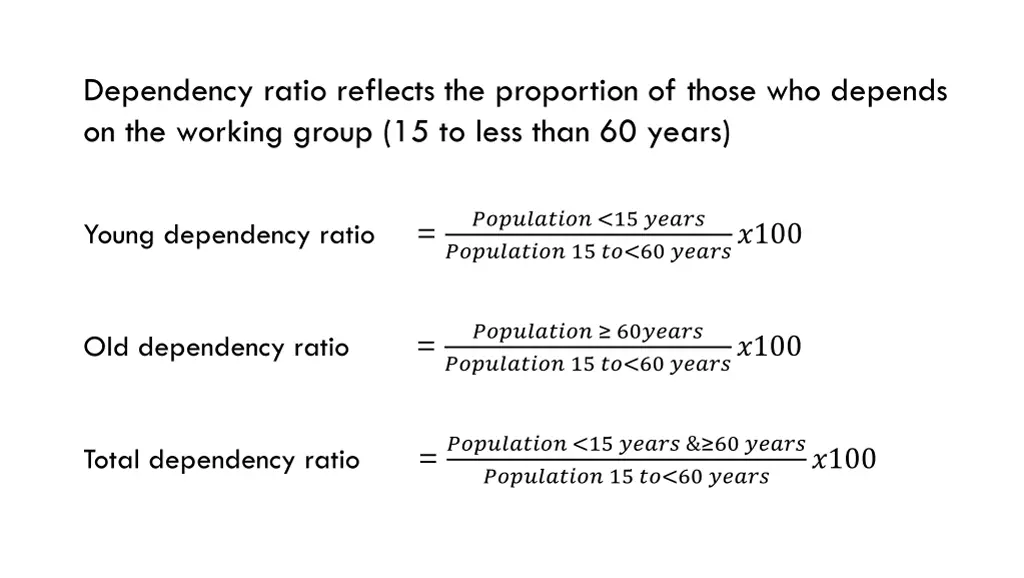 dependency ratio reflects the proportion of those