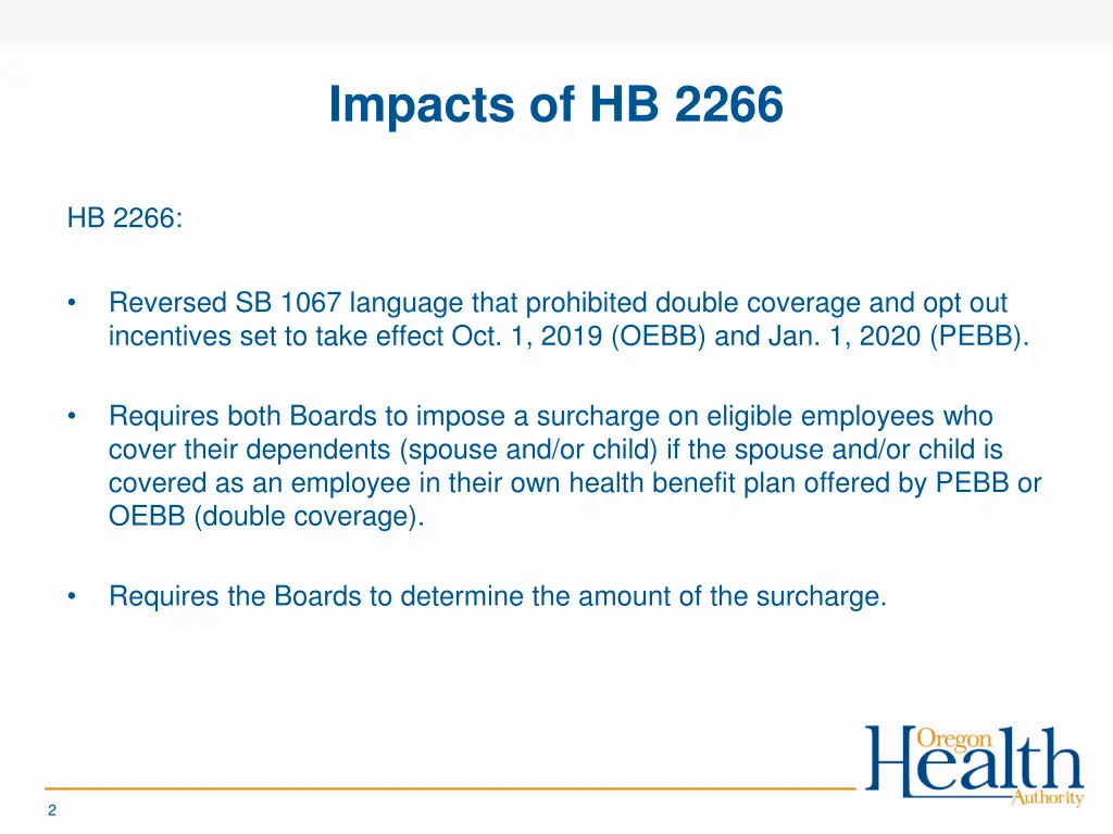 impacts of hb 2266