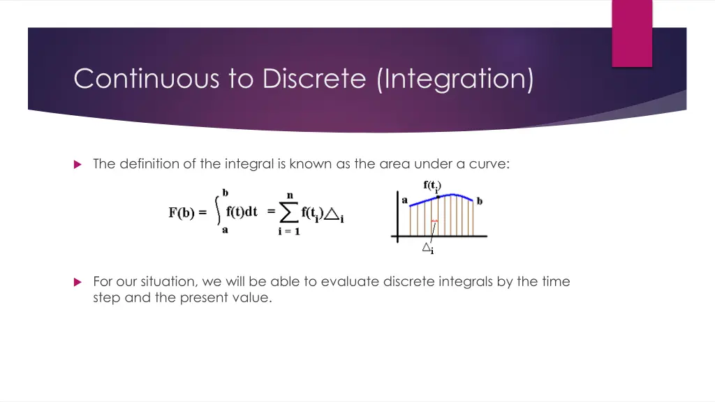 continuous to discrete integration