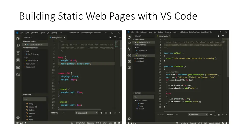 building static web pages with vs code 1