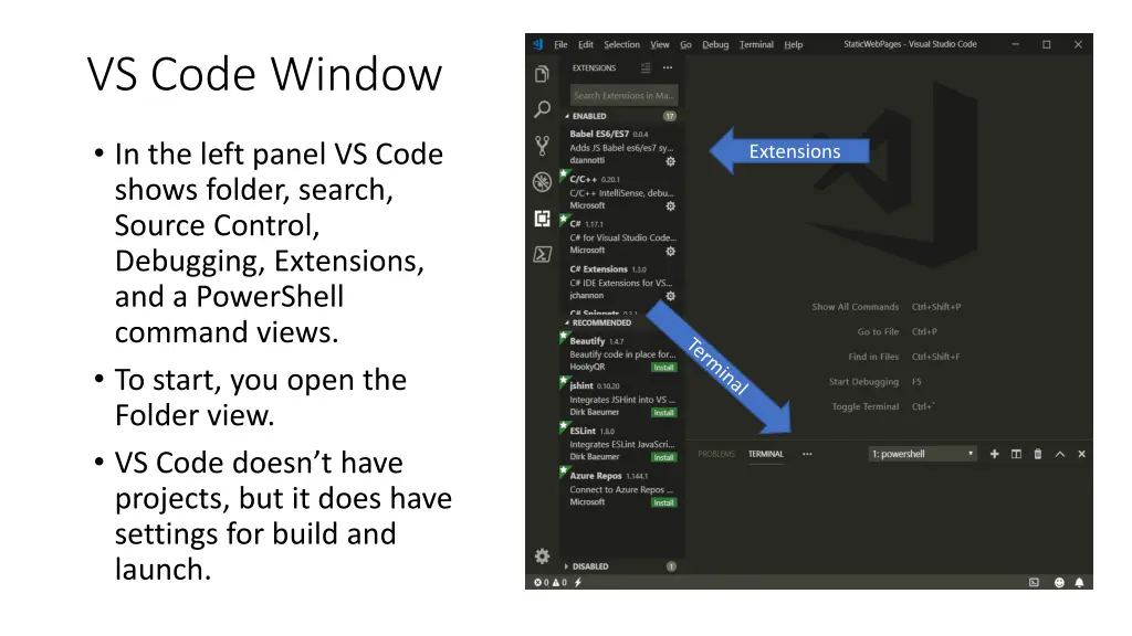 vs code window