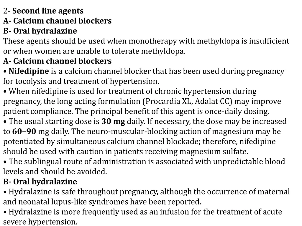 2 second line agents a calcium channel blockers