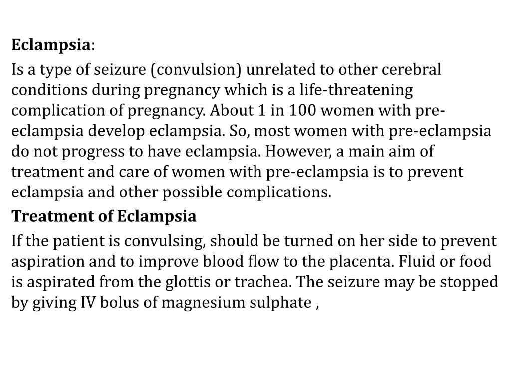 eclampsia is a type of seizure convulsion