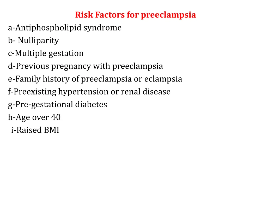 risk factors for preeclampsia