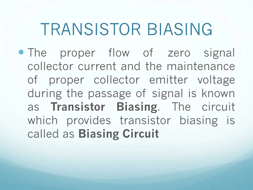 transistor biasing