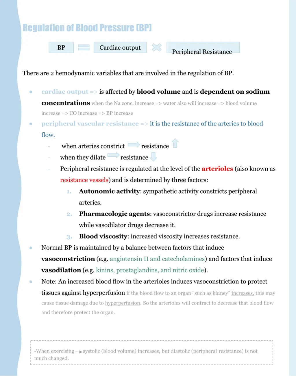 regulation of blood pressure bp