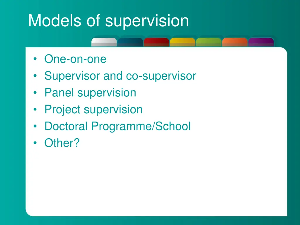 models of supervision