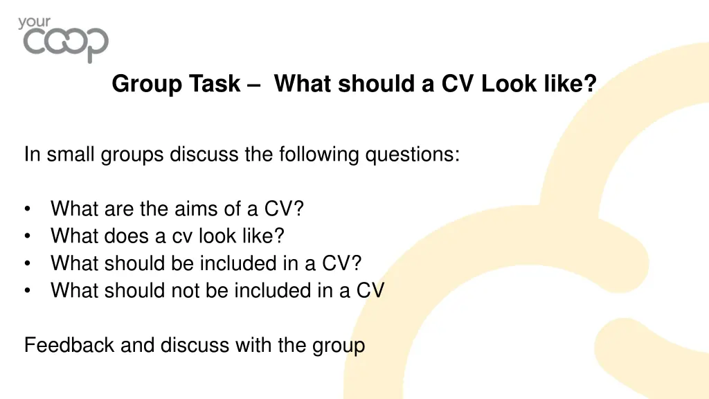 group task what should a cv look like