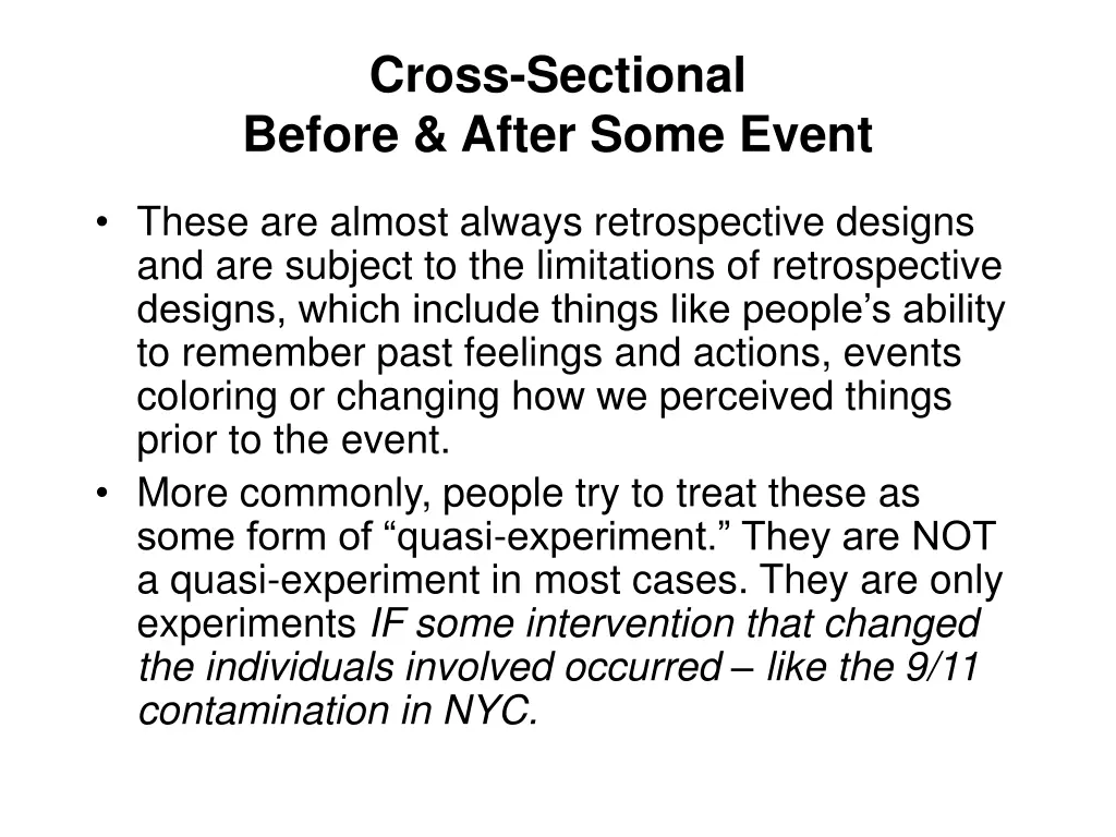 cross sectional before after some event