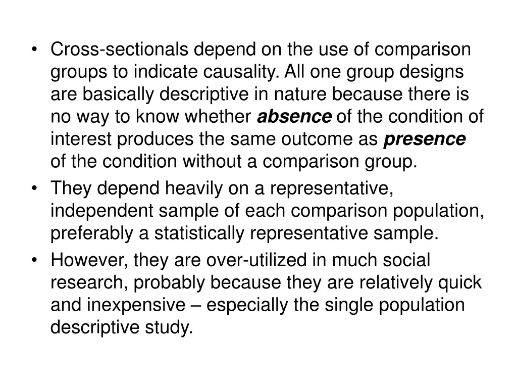 cross sectionals depend on the use of comparison