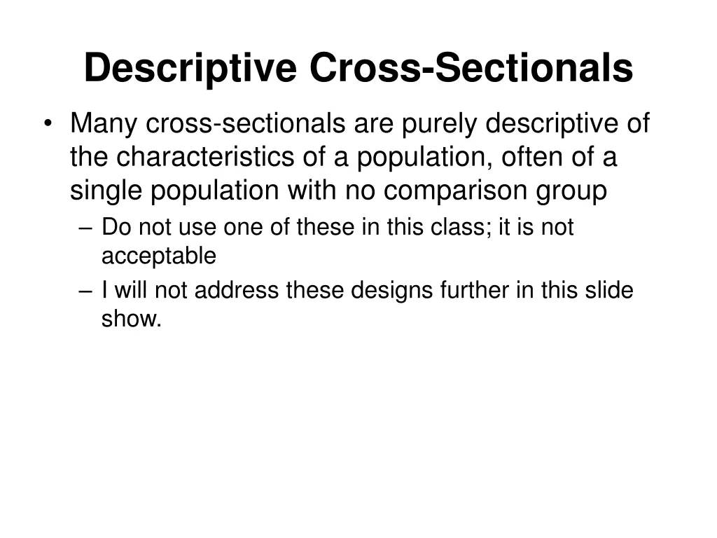 descriptive cross sectionals