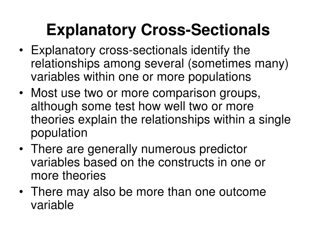 explanatory cross sectionals explanatory cross